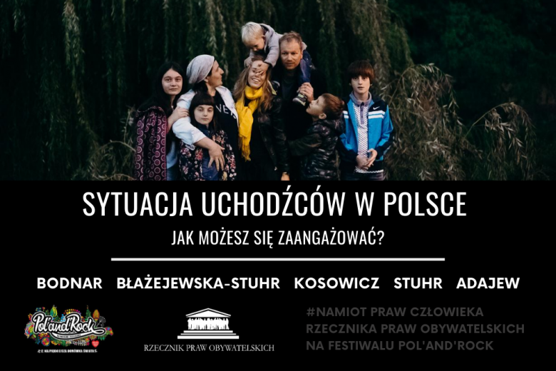 Plakat wydarzenia ze zdjęciem rodziny Stuhr