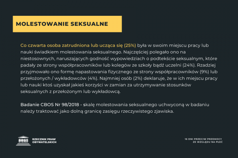 fragment komunikatu o molestowaniu seksualnym