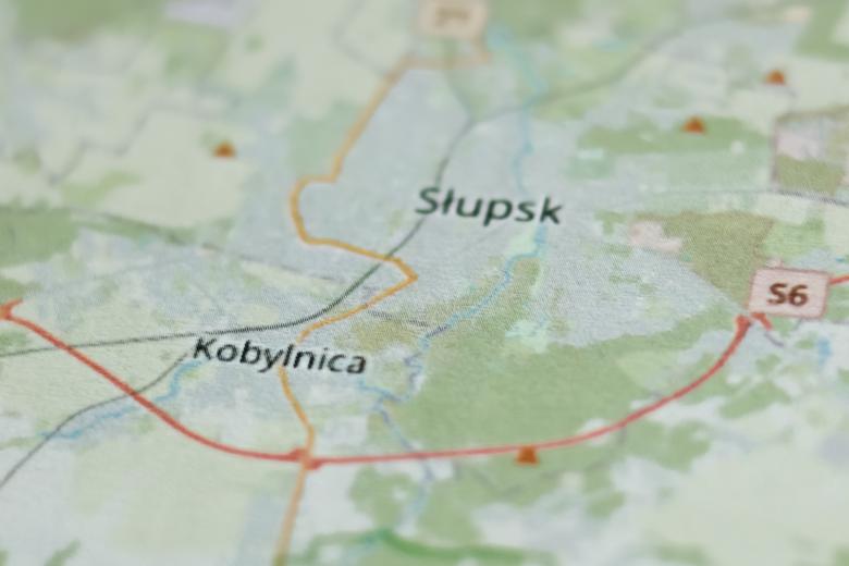 fragment mapy ze Słupskiem i Kobylnicą