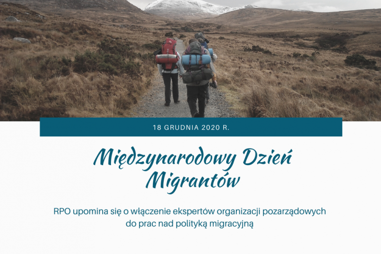 plansza z napisem Międzynarodowy Dzień Migrantów