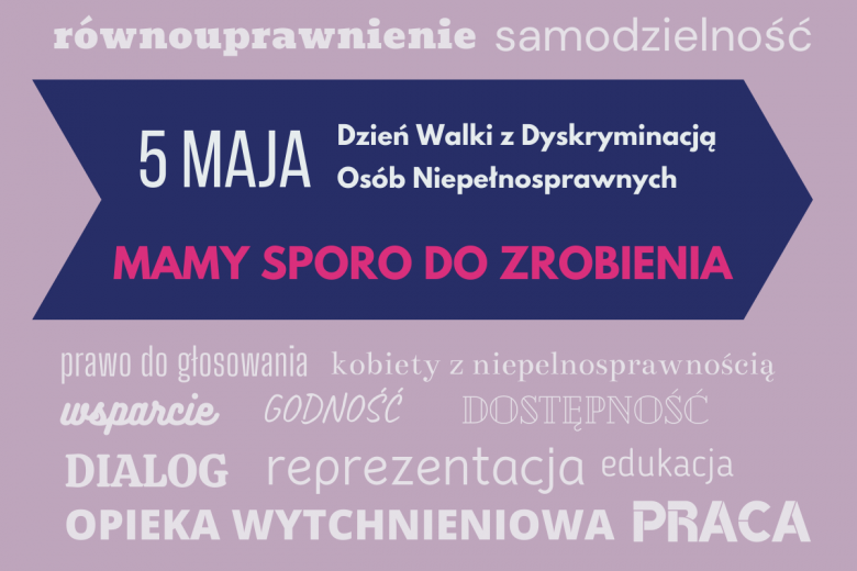 Grafika 5 maja Dzień walki z dyskryminacją osób z niepełnosprawnościami