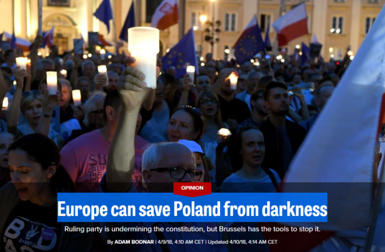 Protesters take part in a demonstration in front of the Polish Supreme Court in July 2017 | Janek Skarzynski/AFP via Getty Images