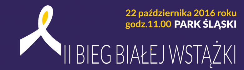 logo kampanii II Bieg Białej Wstążki - biała wstążka na niebieskim tle