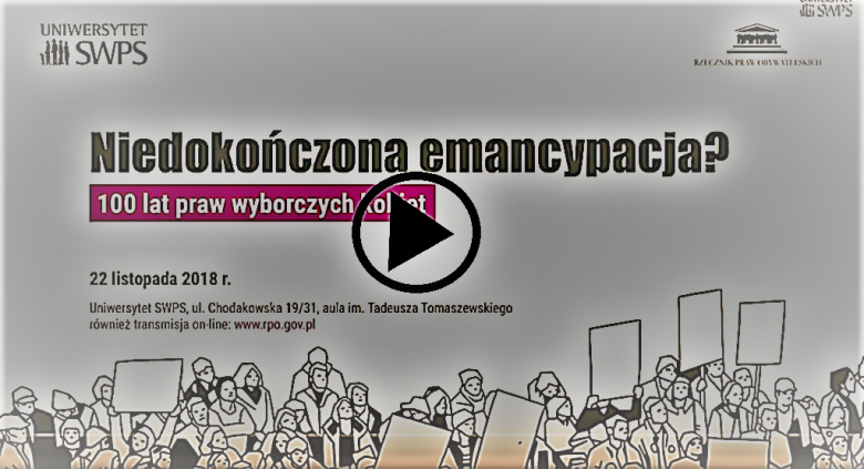 Plakat konferencji w kolorze sepii ze znakiem PLAY