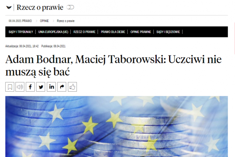 Screen strony gazety z tytułem artykułu