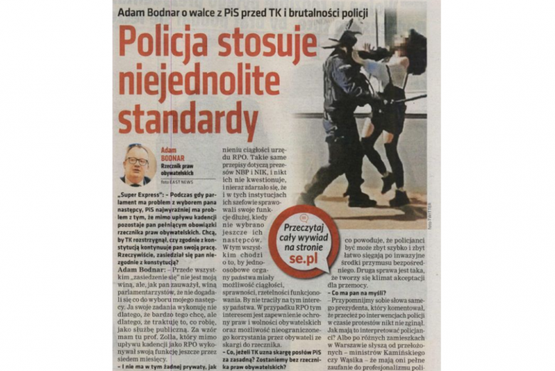 Strona gazety z wywiadem i zdjęcien