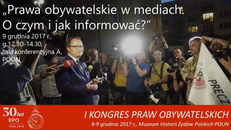 Mem ze zdjęciem dziennikarzy, RPO i ludzi z transparentem z napisem "Precz"