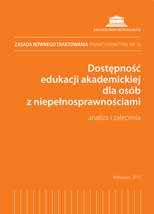 Okładka publikacji Dostępność edukacji akademickiej dla osób z niepełnosprawnościami.