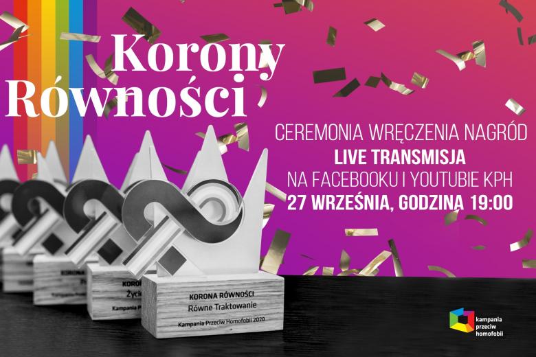 Plakat wydarzenia ze zdjęciem tęczowych statuetek