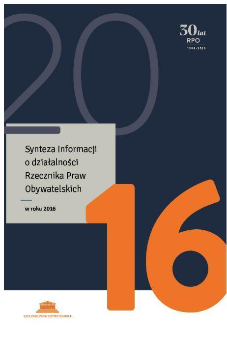 grafika: granatowa okładka publikacji z pomarańczową liczbą 16