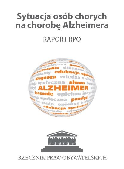 Biała okladka z kulą, na której są pomarańczowe napisy ALZHEIMER