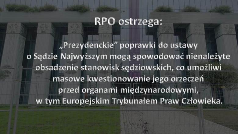 Napis na tle zdjęcia Sądu Najwyższego