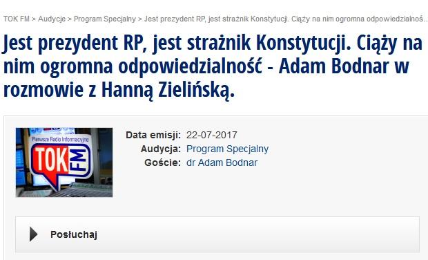 zdjęcie: fragment strony internetowej TOK FM 