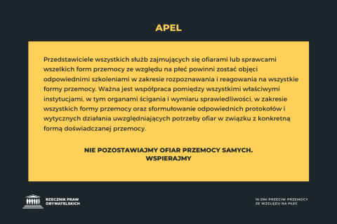 grafika z treścią: 17.	Przedstawiciele wszystkich służb zajmujących się ofiarami lub sprawcami wszelkich form przemocy ze względu na płeć powinni zostać objęci odpowiednimi szkoleniami w zakresie rozpoznawania i reagowania na wszystkie formy przemocy. Ważna jest współpraca pomiędzy wszystkimi właściwymi instytucjami, w tym organami ścigania i wymiaru sprawiedliwości, w zakresie wszystkich formy przemocy oraz sformułowanie odpowiednich protokołów i wytycznych działania uwzględniających potrzeby ofiar w związ