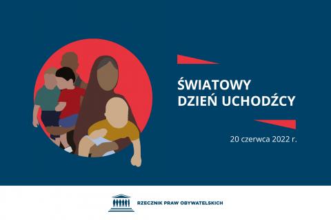 Plansza z napisem "Światowy Dzień Uchodźcy - 20 czerwca 2022 r."