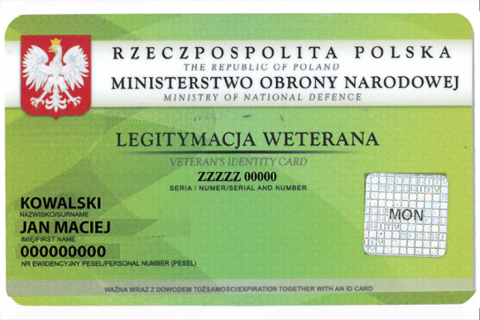 plastikowa legitymacja weterana wojskowego 