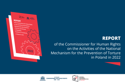 Image with text: "Report on the Activities of the National Mechanism for the Prevention of Torture and Inhuman or Degrading Treatment or Punishment in Poland in 2022"
