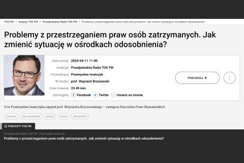 Zrzut ekranu ze strony tok.fm, na której można wysłuchać rozmowy