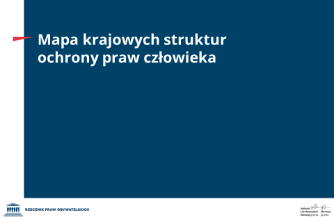 Plansza z tekstem "Mapa krajowych struktur ochrony praw człowieka"