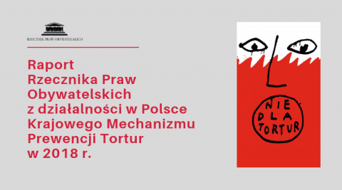 Okładka z tytułem raportu i plakatem apelującym o powstrzymanie tortur