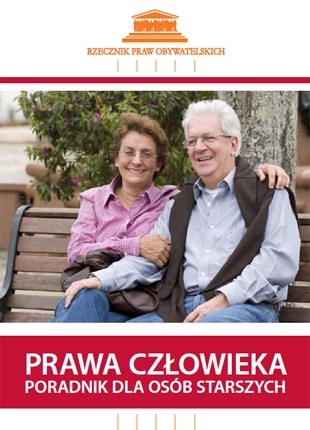 Okładka ze zdjęciem pary uśmiechniętych seniorów na ławce