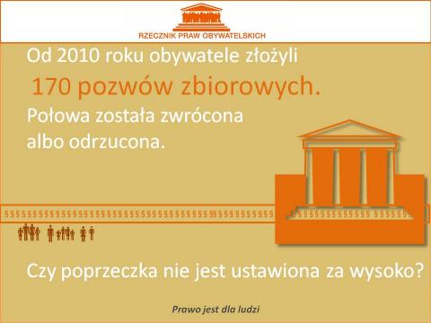 Grafika: na żółtym tle pomarańczowy rysunek sądu