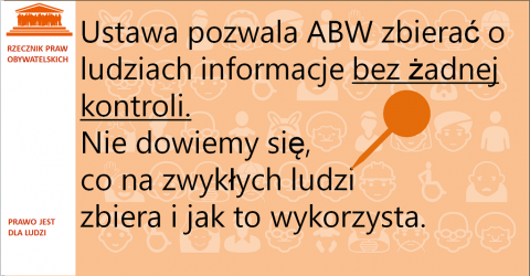 Grafika: napis na pomarańczowym tle i znak pinezki