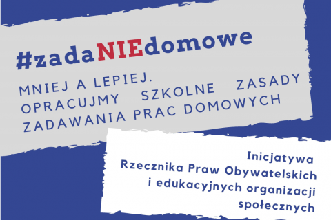 Niebiesko-biała okładka ulotki ZadaNIEdomowe