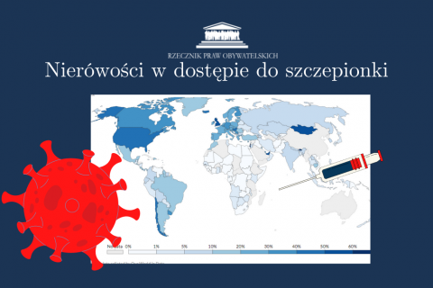 Grafika z mapą świata pokazującą, w jakich państwach mieszkają zaszczepieni ludzie