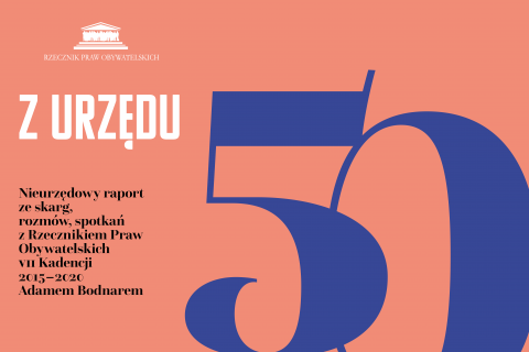 czerwona okładka z tytułem publikacji i granatową liczbą 50