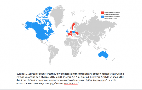 Mapa świata. Na niebiesko USA, Kanada, Wielka Brytania, Australia i Polska, na czerwono - kraje Europy