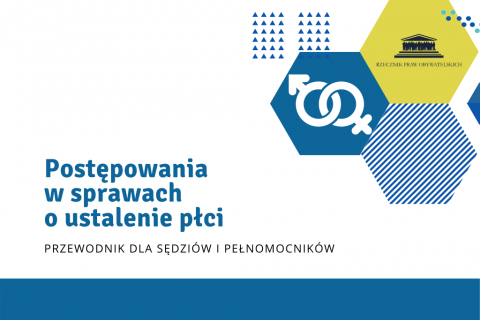 plansza biało-granatowa z tytułem publikacji i symbolem płci męskiej i żeńskiej